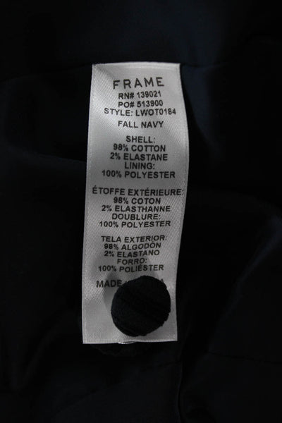Frame Unisex Striped Dark Blue Collared Button Cotton Blazer Size 2