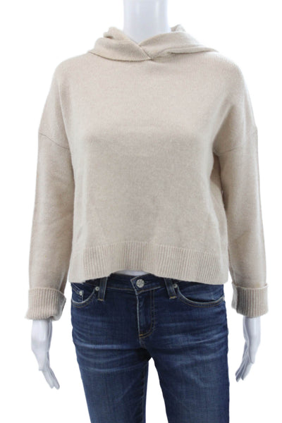 Theory Womens Pullover Hoodie Beige Wool Long Sleeve Size S