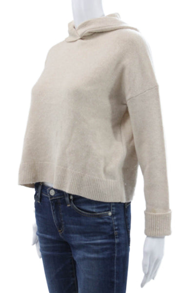 Theory Womens Pullover Hoodie Beige Wool Long Sleeve Size S