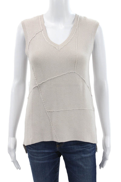 Joseph Women Basic V-Neck Beige Cotton Silk Tank Size S