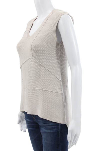 Joseph Women Basic V-Neck Beige Cotton Silk Tank Size S