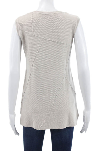 Joseph Women Basic V-Neck Beige Cotton Silk Tank Size S
