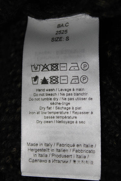 Ganni Unisex Pullover Sweater Dark Gray Collared Zip Wool Blend Size S