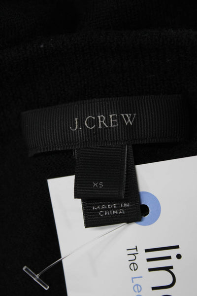 J Crew Women Black Merino Wool Crew Neck Pullover Sweater 3/4 Sleeve Size XS