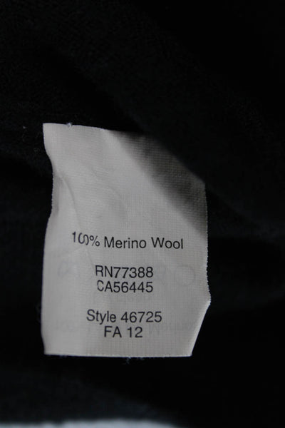 J Crew Women Black Merino Wool Crew Neck Pullover Sweater 3/4 Sleeve Size XS