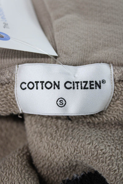 Cotton Citizen Womens Henley Hoodie Beige Cotton Drawstring Long Sleeve Size S