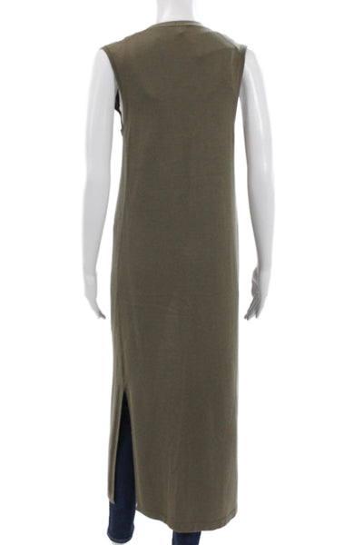 Theory Womens Green Merino Wool V Neck Sleeveless Vest Petite Size XS