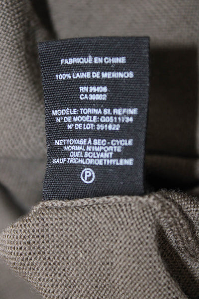 Theory Womens Green Merino Wool V Neck Sleeveless Vest Petite Size XS