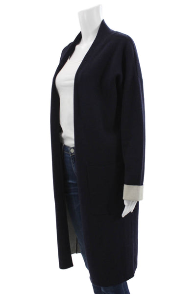 Theory Women Dark Blue Wool Blend Coatigan Long Sleeve Petite Size XS