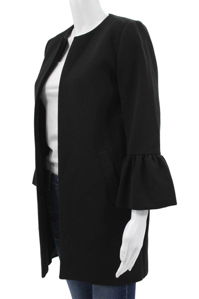 Zara Womens Classic Black Coat Long Sleeve Round Neck Size S