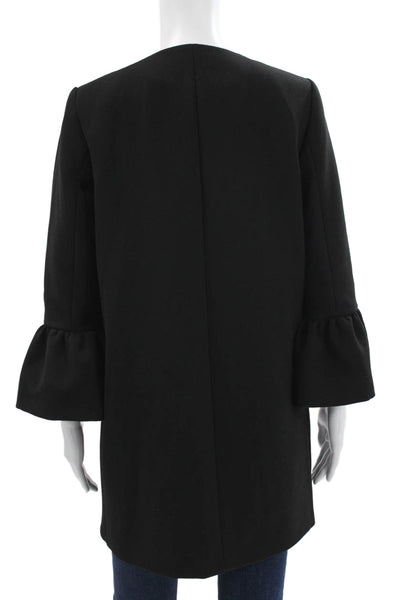 Zara Womens Classic Black Coat Long Sleeve Round Neck Size S