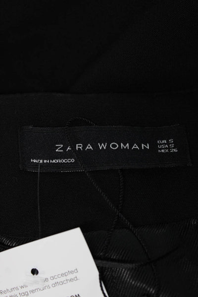 Zara Womens Classic Black Coat Long Sleeve Round Neck Size S