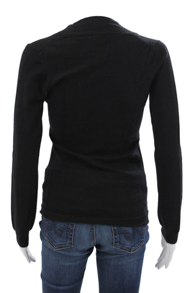 Theory Women Pullover Sweater Black V-Neck Wool Long Sleeve Size S