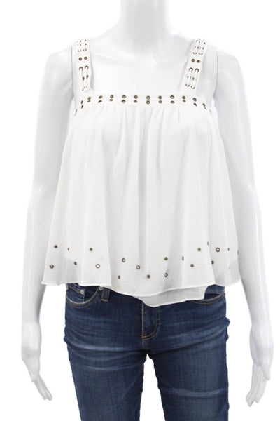 Ramy Brook Women Silk Camisole Bohemian White Sleeveless Spring Size S