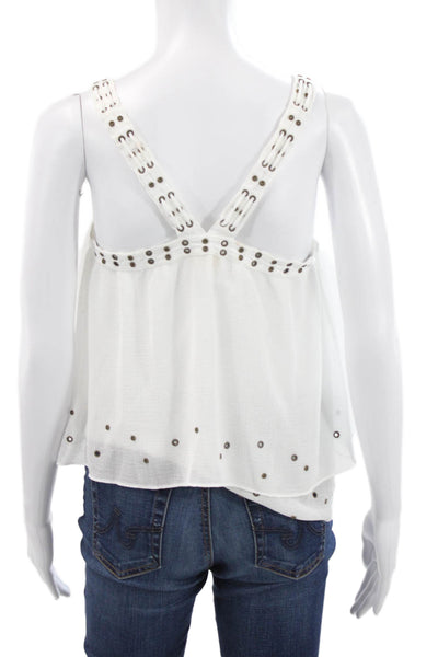 Ramy Brook Women Silk Camisole Bohemian White Sleeveless Spring Size S