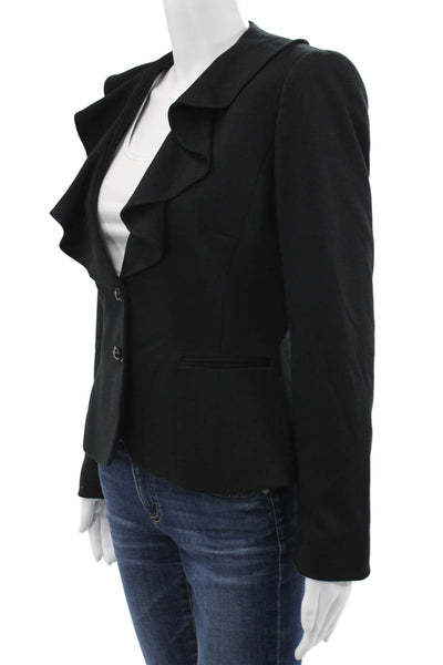 Lululemon Women Blazer Black V-Neck Button Solid Poly Rayon Spandex Size 4