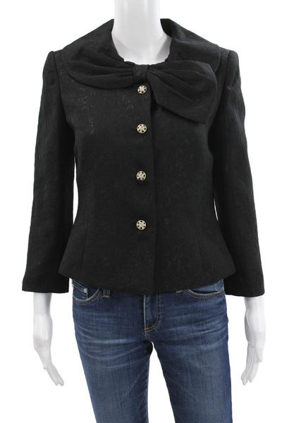 Tahari Levine Women Black Collared Button Blazer Long Sleeve Polyester Size 4