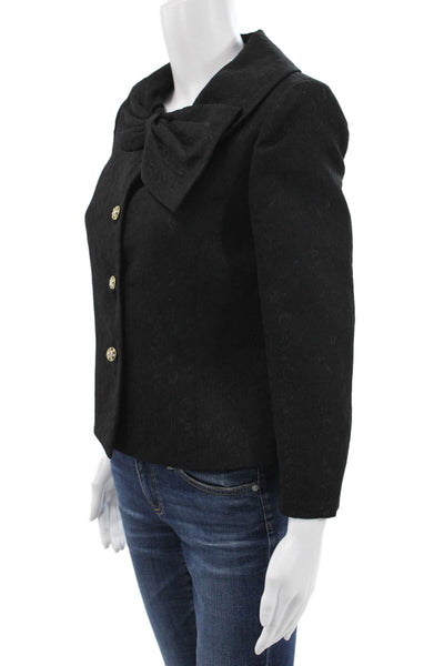 Tahari Levine Women Black Collared Button Blazer Long Sleeve Polyester Size 4