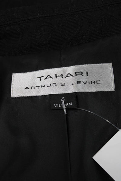 Tahari Levine Women Black Collared Button Blazer Long Sleeve Polyester Size 4
