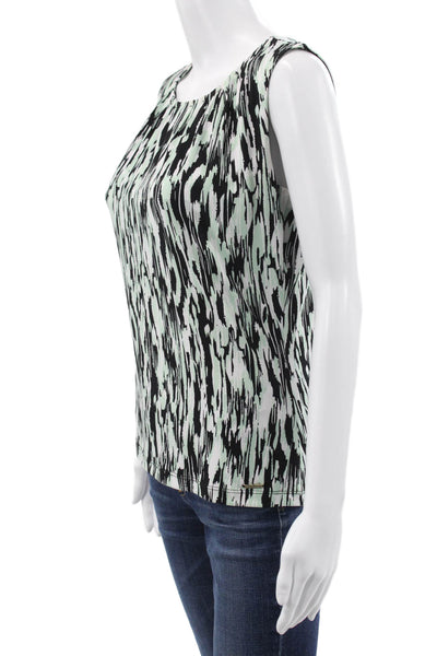 Calvin Klein Women Basic Sleeveless Round Neck Animal Print Black Blouse Size S