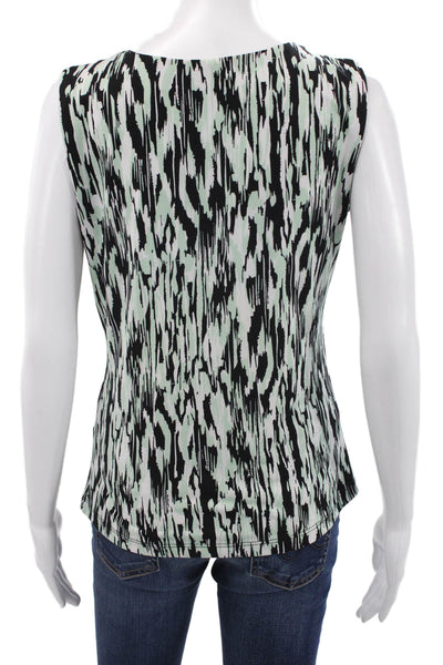 Calvin Klein Women Basic Sleeveless Round Neck Animal Print Black Blouse Size S
