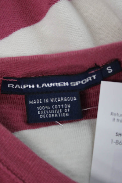 Ralph Lauren Sport Womens Pink Striped Basic T-Shirt Long Sleeve Size S