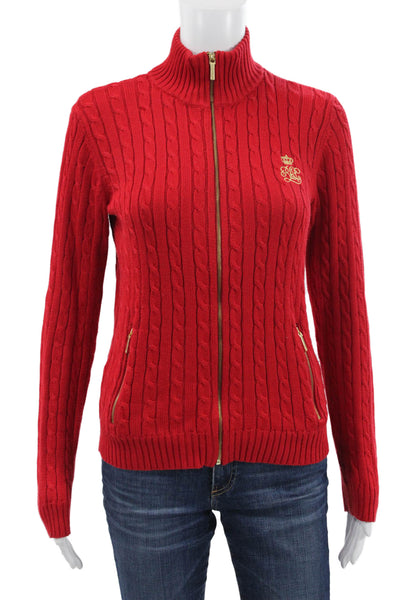 Lauren Ralph Lauren Unisex Full Zip High Neck Red Sweater Size S