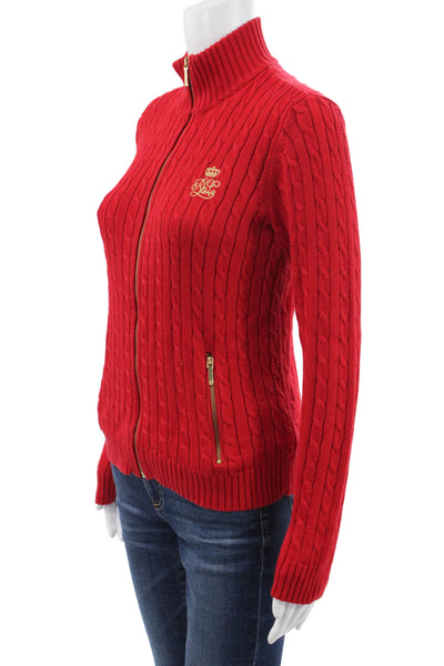 Lauren Ralph Lauren Unisex Full Zip High Neck Red Sweater Size S