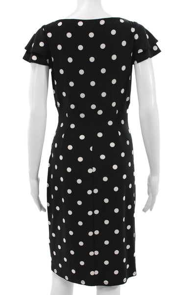 Lauren Ralph Lauren Women Sheath Wrap Dress Black Polka Dot Size 4