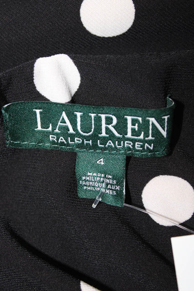 Lauren Ralph Lauren Women Sheath Wrap Dress Black Polka Dot Size 4