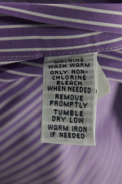 Ralph Lauren Blue Label Mens Cotton Striped Button Up Shirt Purple Size 15 32/33
