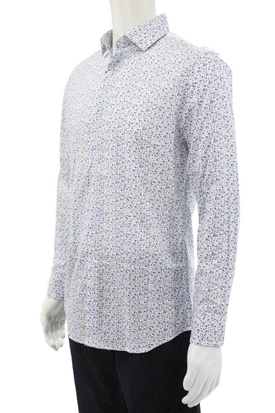 Penguin Mens Cotton Geometric Print Button Up Shirt White Size 15 32/33