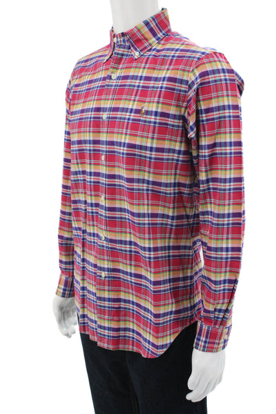 Ralph Lauren Blue Label Mens Cotton Plaid Button Up Shirt Red Size S