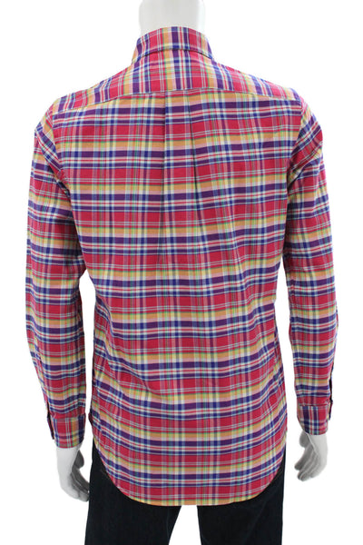 Ralph Lauren Blue Label Mens Cotton Plaid Button Up Shirt Red Size S