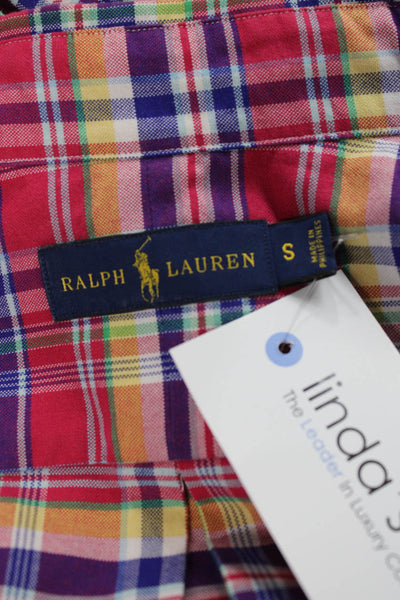 Ralph Lauren Blue Label Mens Cotton Plaid Button Up Shirt Red Size S