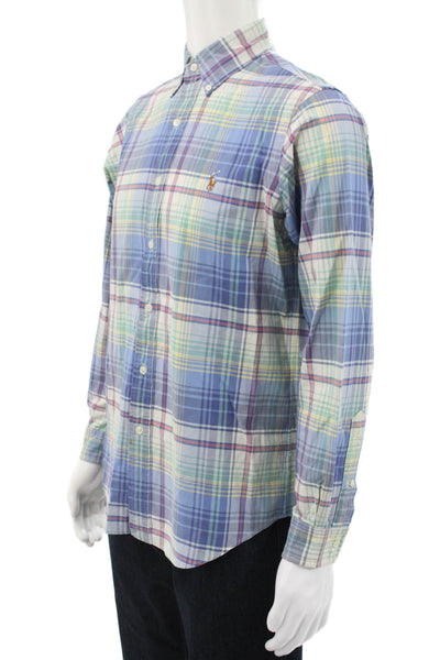 Ralph Lauren Mens Cotton Plaid Button Up Shirt Purple Size S