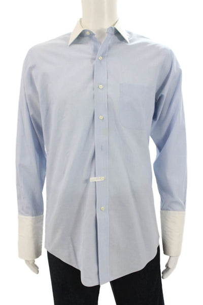 Brooks Brothers Mens Collared Long Sleeve Button Up Shirt Blue Size 15-32