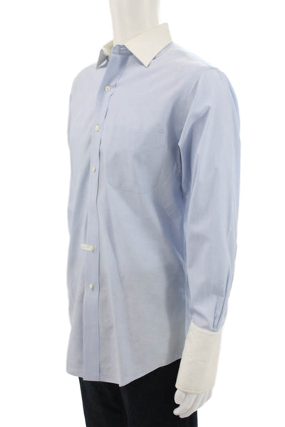Brooks Brothers Mens Collared Long Sleeve Button Up Shirt Blue Size 15-32