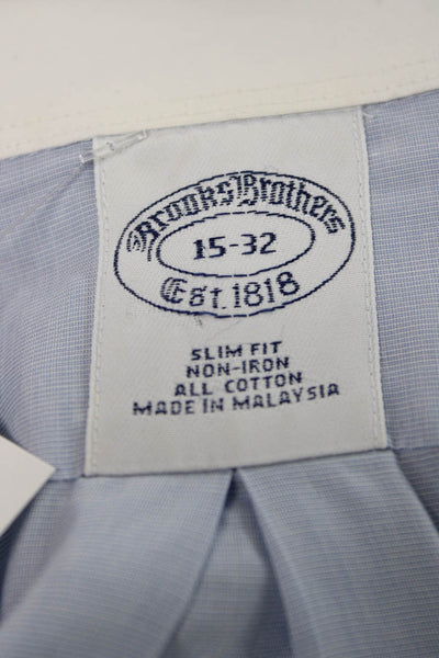 Brooks Brothers Mens Collared Long Sleeve Button Up Shirt Blue Size 15-32