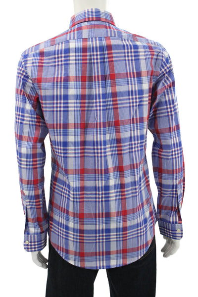 Ralph Lauren Blue Label Mens Cotton Plaid Button Up Shirt Blue Size M