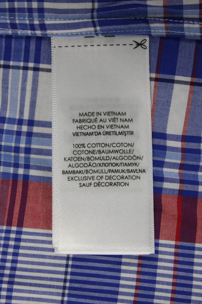 Ralph Lauren Blue Label Mens Cotton Plaid Button Up Shirt Blue Size M