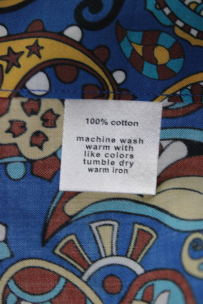 Paul Fredrick Mens Paisley Print Button Up Shirt Blue Size M