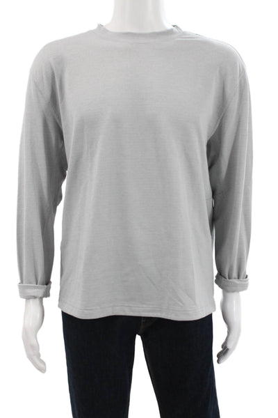 Lululemon Mens Gray Long Sleeve Crew Neck 100% Cotton Solid T-Shirt Size L