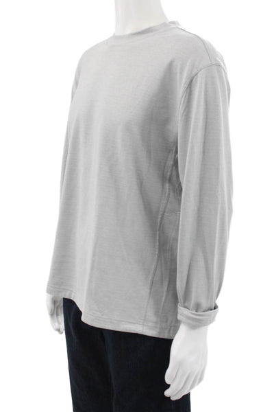 Lululemon Mens Gray Long Sleeve Crew Neck 100% Cotton Solid T-Shirt Size L