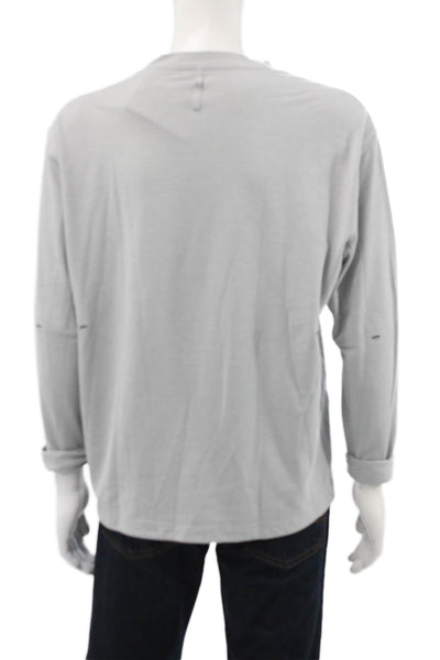 Lululemon Mens Gray Long Sleeve Crew Neck 100% Cotton Solid T-Shirt Size L