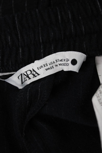 Zara Mens 2 Piece Dark Blue Striped Suit Jacket Pants Size XS