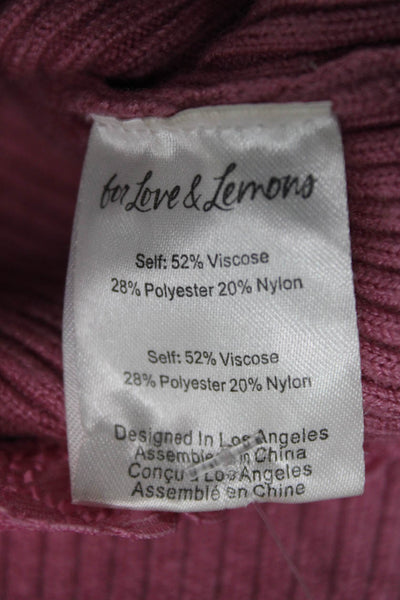For Love & Lemons Women Cardigan Pink V-Neck Button Long Sleeve Size M