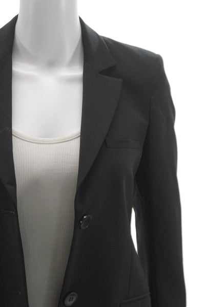 Theory Womens Classic Wool Blend Blazer Black Collared Long Sleeve Size 0