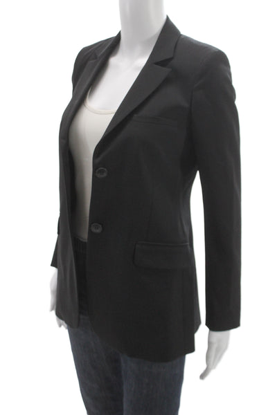 Theory Womens Classic Wool Blend Blazer Black Collared Long Sleeve Size 0