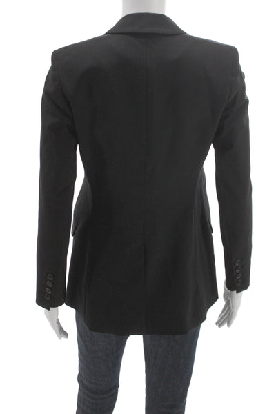 Theory Womens Classic Wool Blend Blazer Black Collared Long Sleeve Size 0